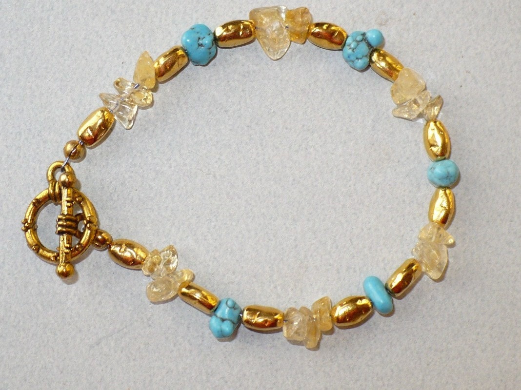 Citrine and Turquoise Bracelet