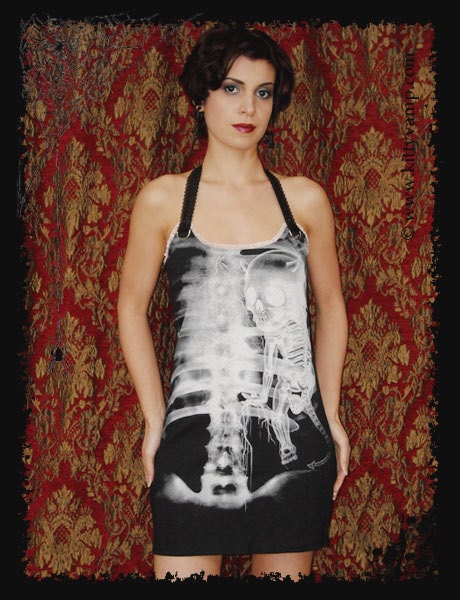 Demon Inside Skeleton Halloween Tunic Top Halter shirt S M L XL