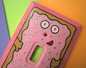 Hand Painted Wood Single Switchplate Switch Plate Strawberry Toaster Pastry