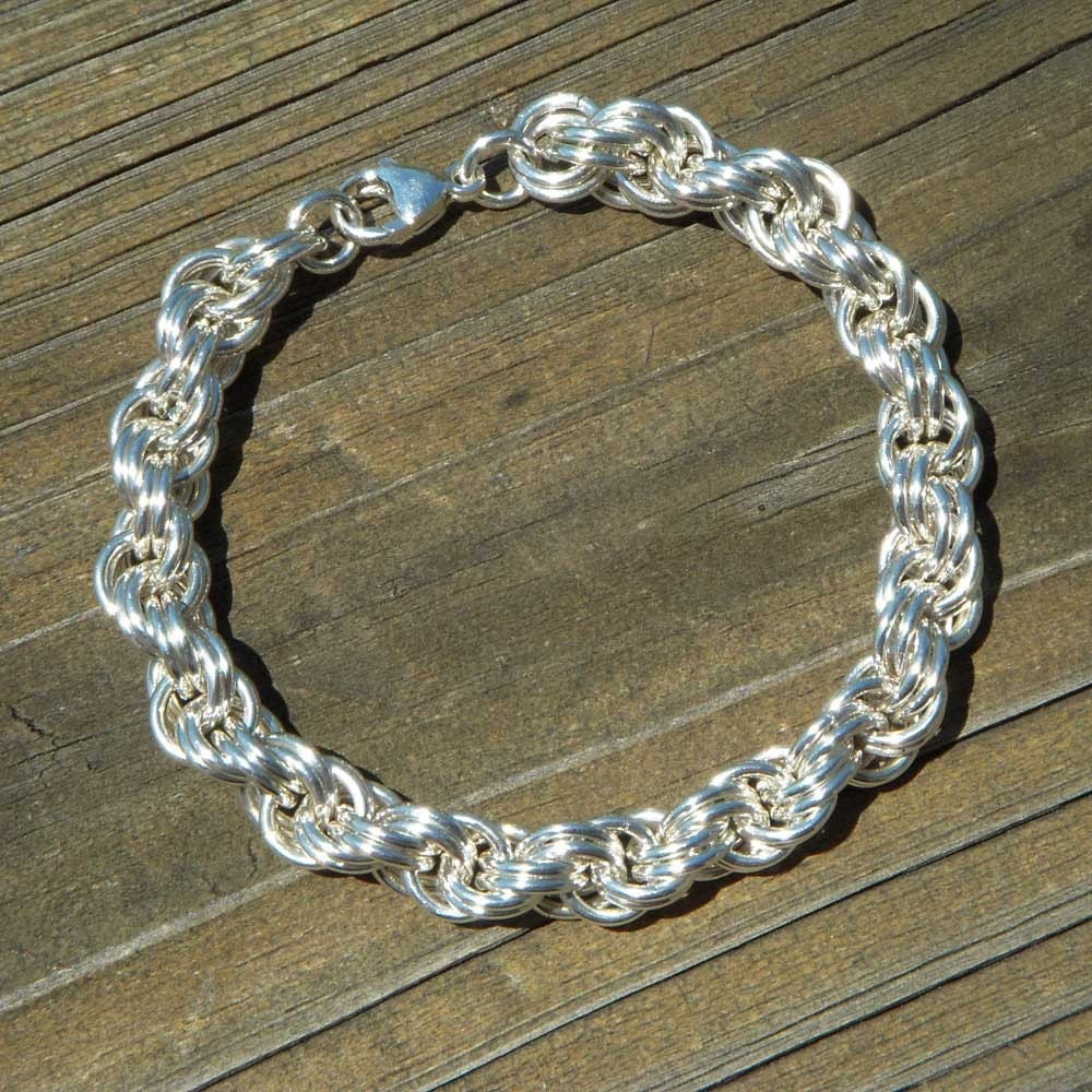 Chainmaille bracelet in 16 gauge rings, Double Spiral Rope