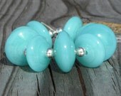 Handmade lampwork disc beads, "Wintergreen"