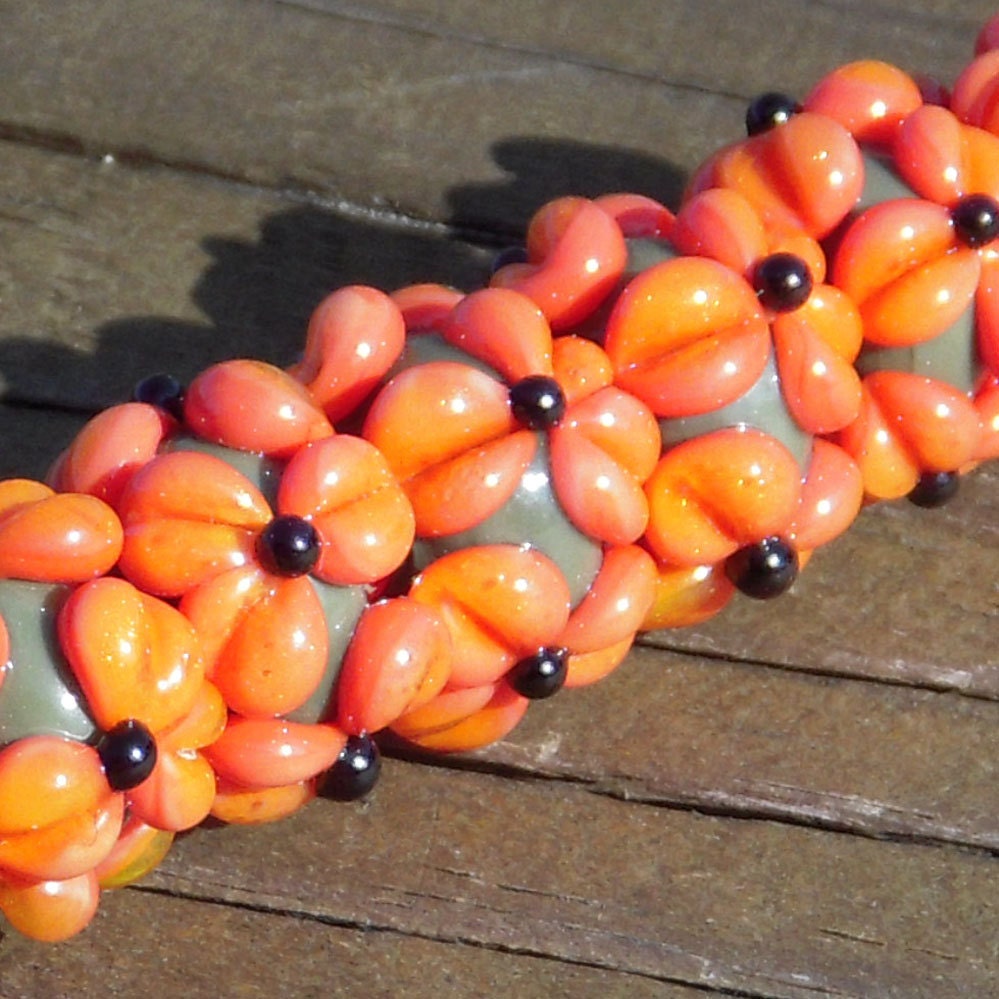 Handmade lampwork beads...Firecracker