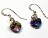 Purple Swarovski Crystal Heart Earrings -