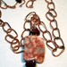 Red Marble and Brown Jasper Wire Wrapped Pendant on Copper Chain