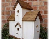 Huge Folk Art  Primitive Birdhouse 4-Nesting Boxes  White Spring