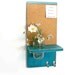Wood  Cork Board Message  Center Hooks Dark Turquoise Color Shabby Chic