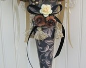 Elegant Tussie Mussie With Roses And Fringe and Tassles Black And Gold Paper