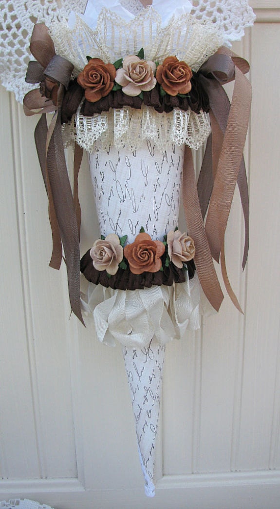 Language Of Love Tussie Mussie With Handmade Paper Roses And Lace