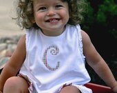Custom Monogram Infant Girl Gingham Ruffle Romper JULIANNE ORIGINALS