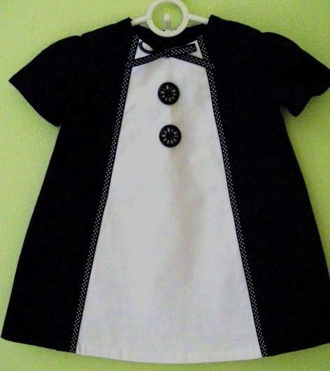 Retro1960's Style  black and white  Heather dress-children clothing-girls