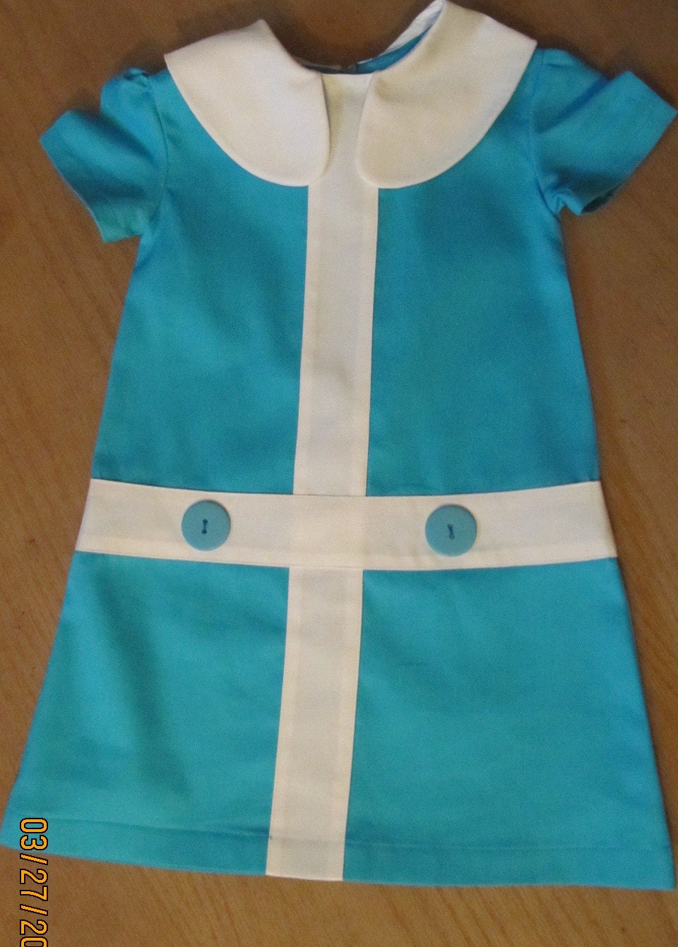 Retro 1960s style Turqoise Lauren dress- childrens clothing-girls dresses