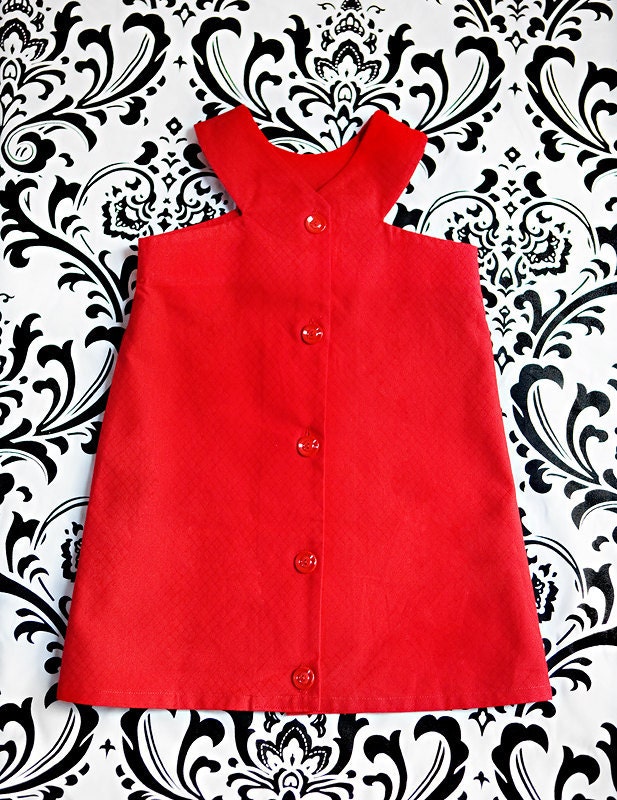 Retro Style Red Jewel Neckline dress-children clothing