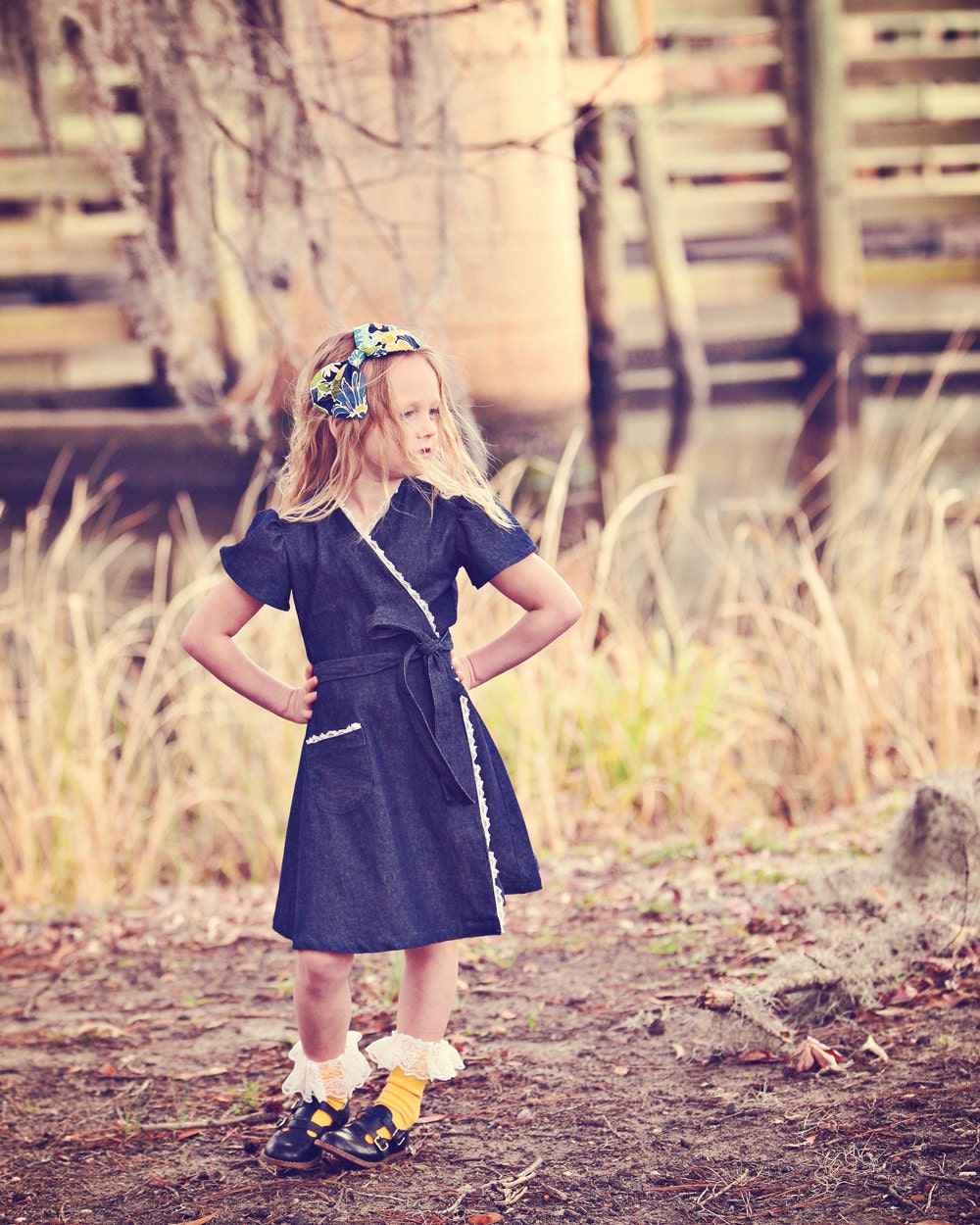 1970s Style Retro  Wrap dress-children clothing
