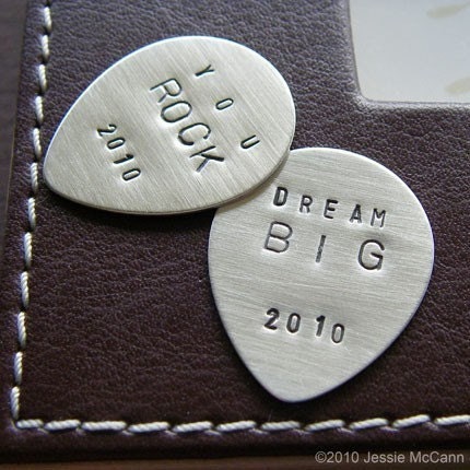 Custom Guitar Pick - Personalized Hand Stamped Sterling Silver Pick - Perfect Gift for Father's Day