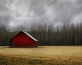 Old Red Barn Photograph - Rustic Country Decor - Landscape Photo - 8x12 print