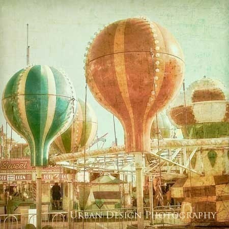 Baby Nursery Carnival Photography Prints, pastel fair, balloons, ferris wheel, childs room, magical, wall art, mini collection, set - 4x4