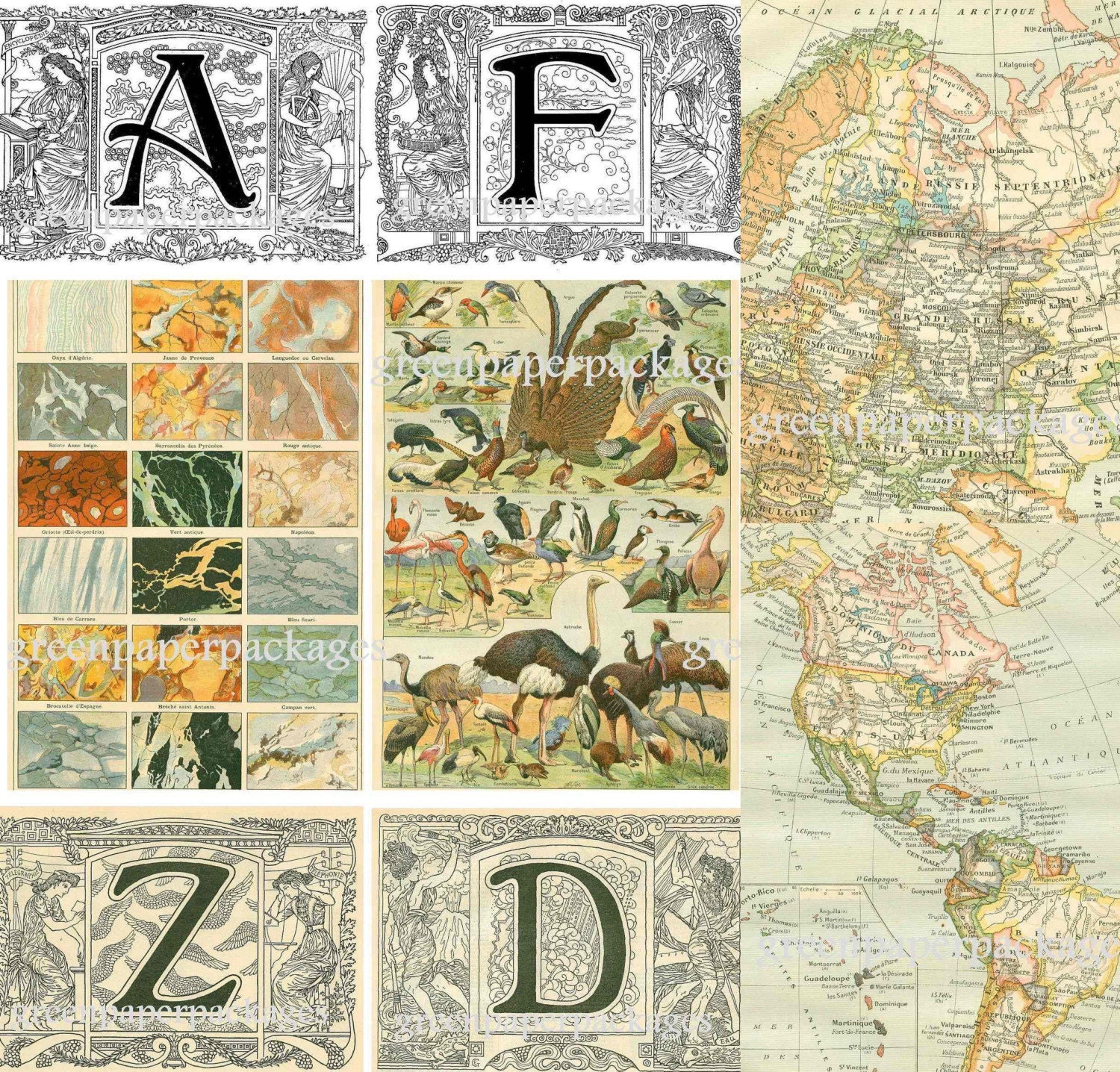 Download Images Antique French Dictionary Illustrations Alphabets Maps Create your own Collage Sheets