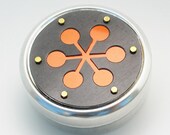Metal Pillbox / Tin / Container with Anodized Aluminum Design - Asterisk
