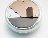 Metal Pillbox / Tin / Container with Anodized Aluminum Design - Dungeon Steps