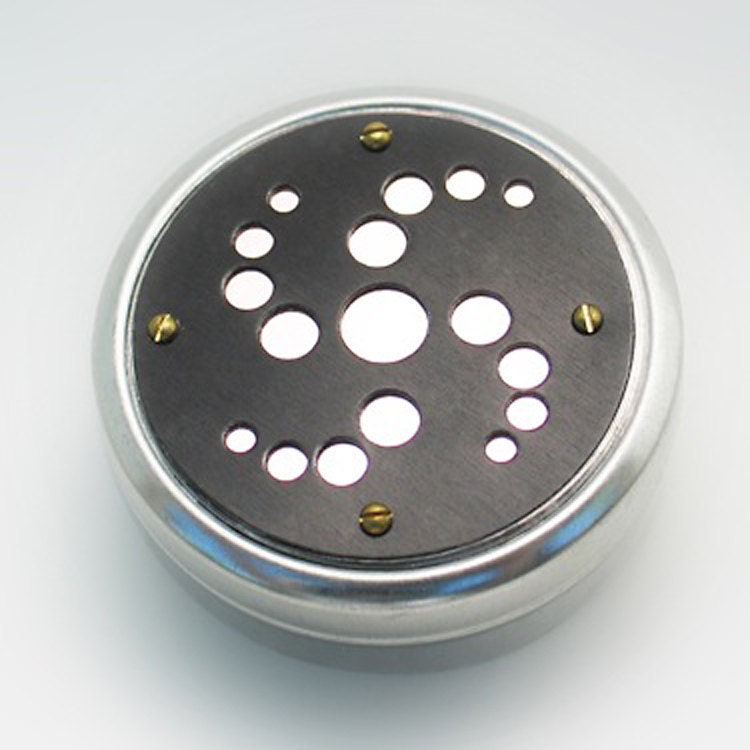 Metal Pillbox / Tin / Container with Anodized Aluminum Design - Spiral Dots