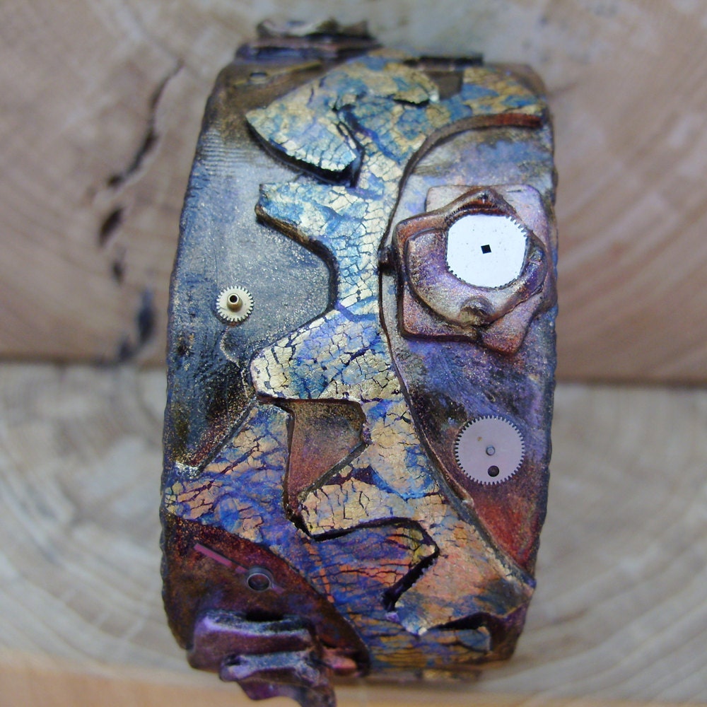 Shifting Gears Steampunk Polymer Clay Bracelet