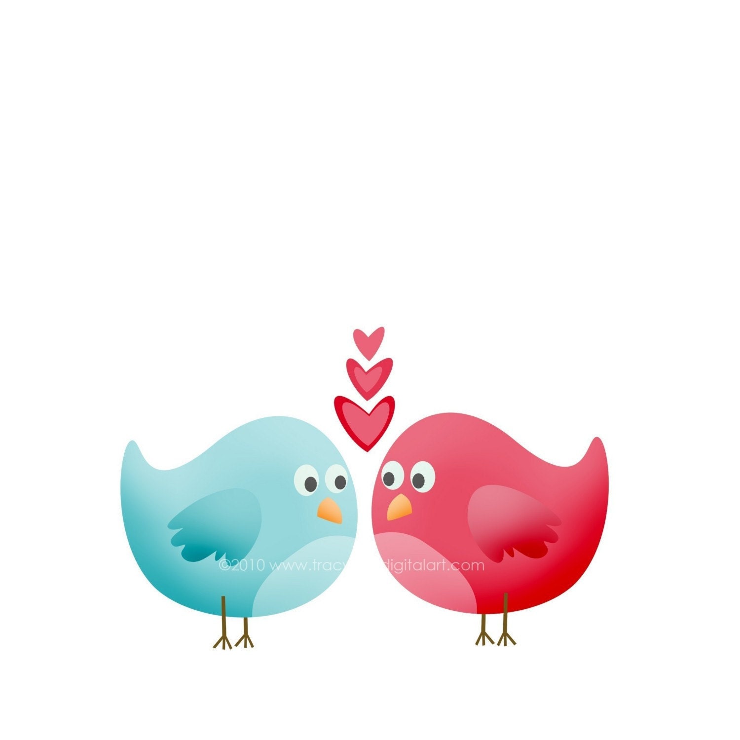 CLIP ART - Valentine love birds Blue and Red  PNG (Set 1)