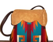 Purse Shoulder Bag Deerhide Suede Leather Southwest Wool
