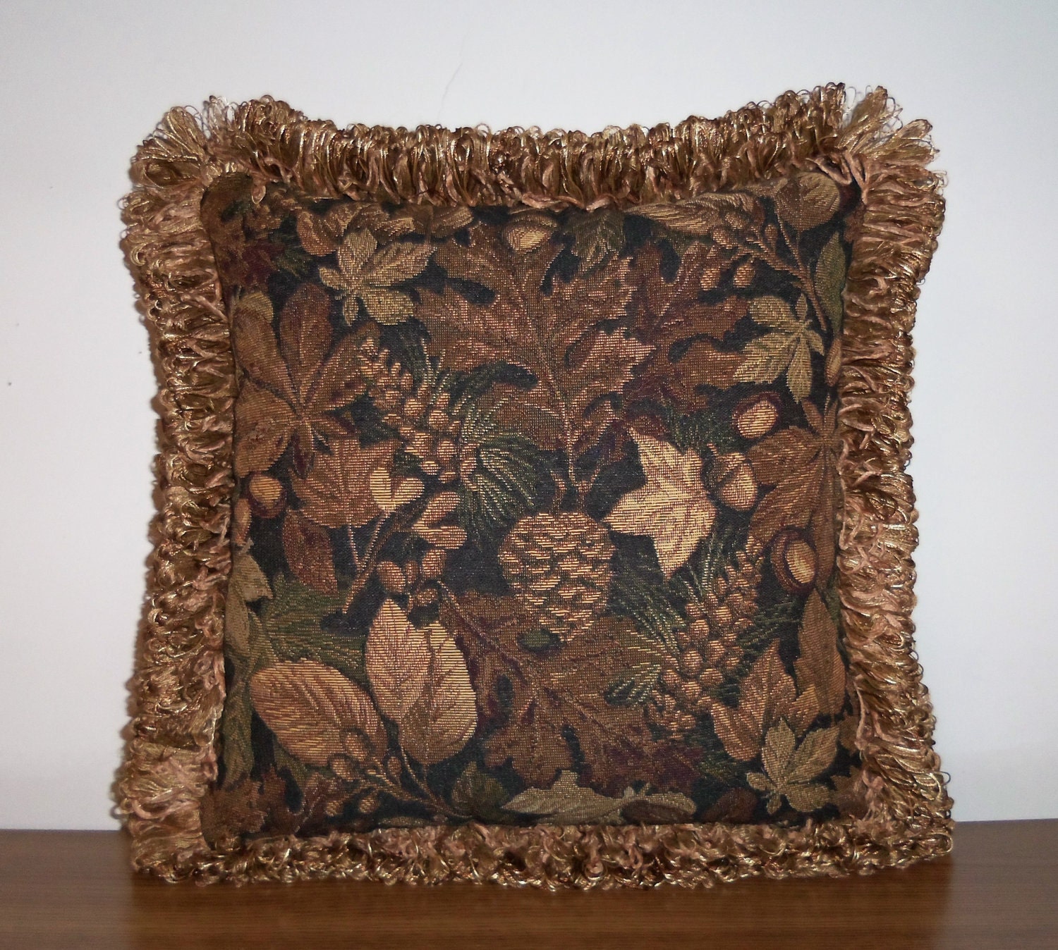 Woodlands Tapestry Decorator Pillow Pinecones Acorns