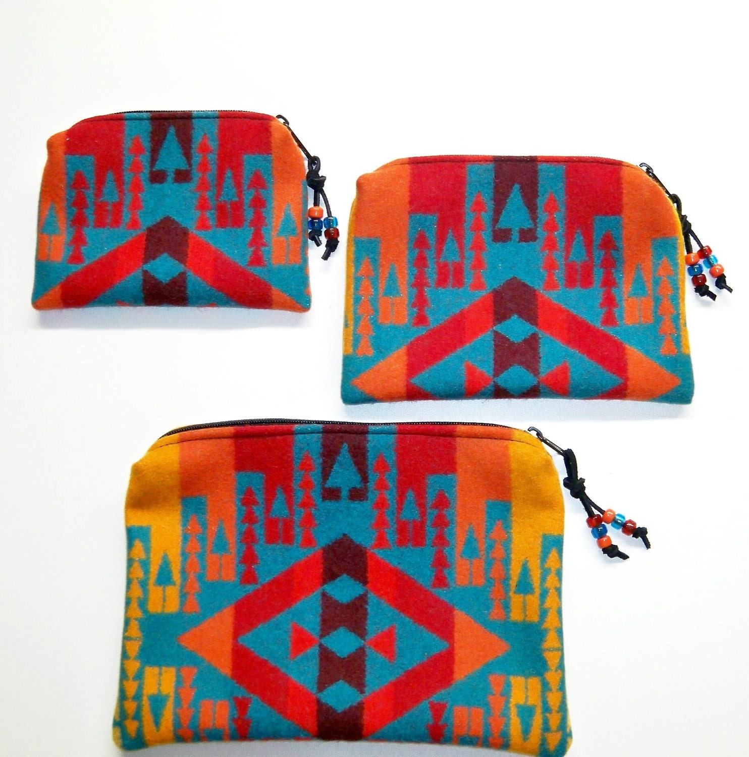 Pendleton Wool Purse Organizer Bags Zippered Pouches Colorful