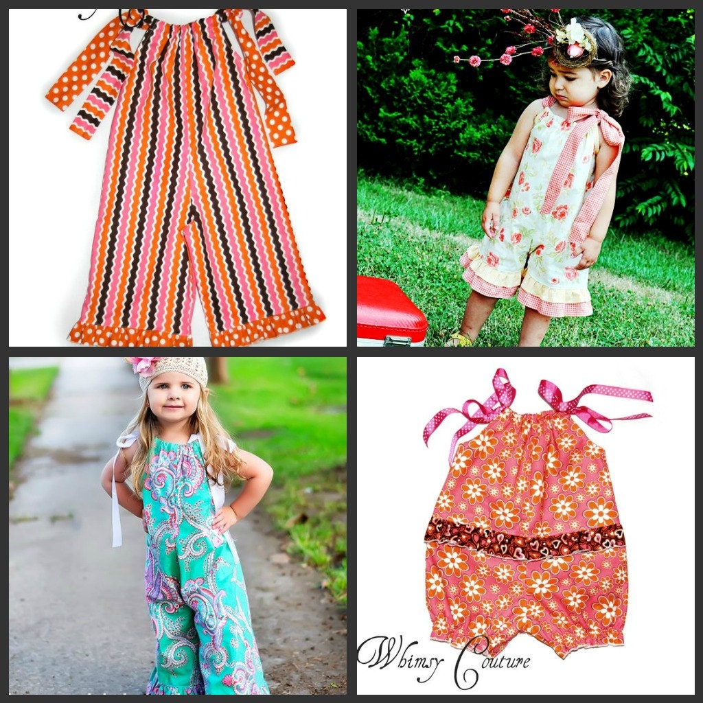 On Sale 2.50 Off WHIMSY COUTURE Sewing Pattern Tutorial PDF ebook -- Pillowcase Romper -- sizes preemie through 10 girls Instant
