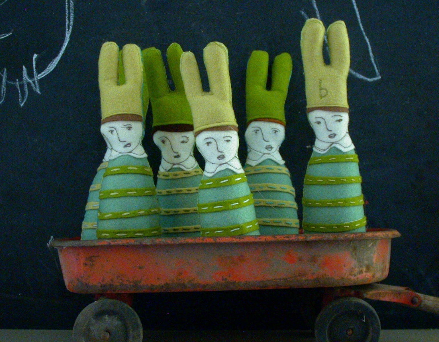 mixed media original   boys and their red wagon