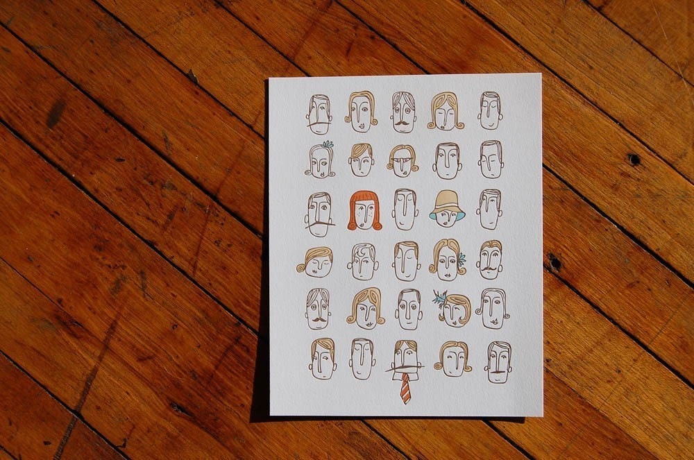 portraits  limited edition letterpress 8 x 10