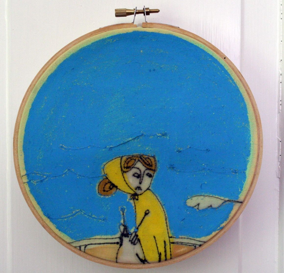 knitting at sea    original mixed media