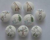 zoo animals jungle hand painted custom drawer pull knob monkey giraffe lion  hippo elephant