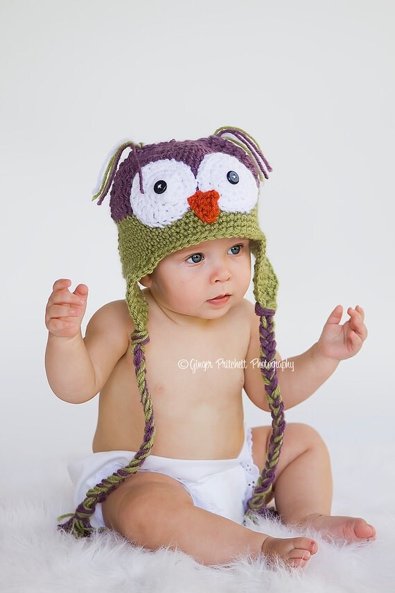 Owl Hat Little Baby Hoot Owl Newborn to 4 yr old size Perfect Photography Prop