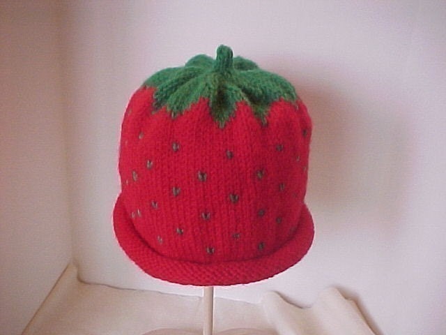 Strawberry Hats Knitted sizes for Women and Teens