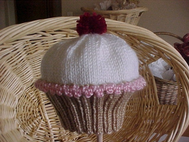 Cupcake Hat Hand knit 5 Sizes available NB to 4 yrs Photography Prop