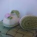 Hat and Bootie Set Knitted Ivory Pixie Hat with Pink Rosette Booties NB to 12 mo sizes Adorable photography prop by cmu55