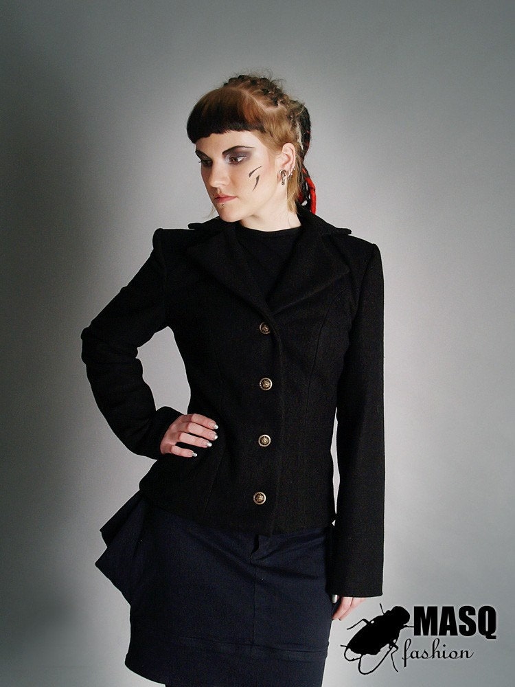 MASQ custom made for YOU steampunk, victorian, noir, cabaret styles fall - winter coat made to measure in black colour