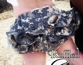Ruffled Diaper Cover, Ruffle Bloomers, ACU Army Military Hooah Hunter Camo, Childrens Clothing