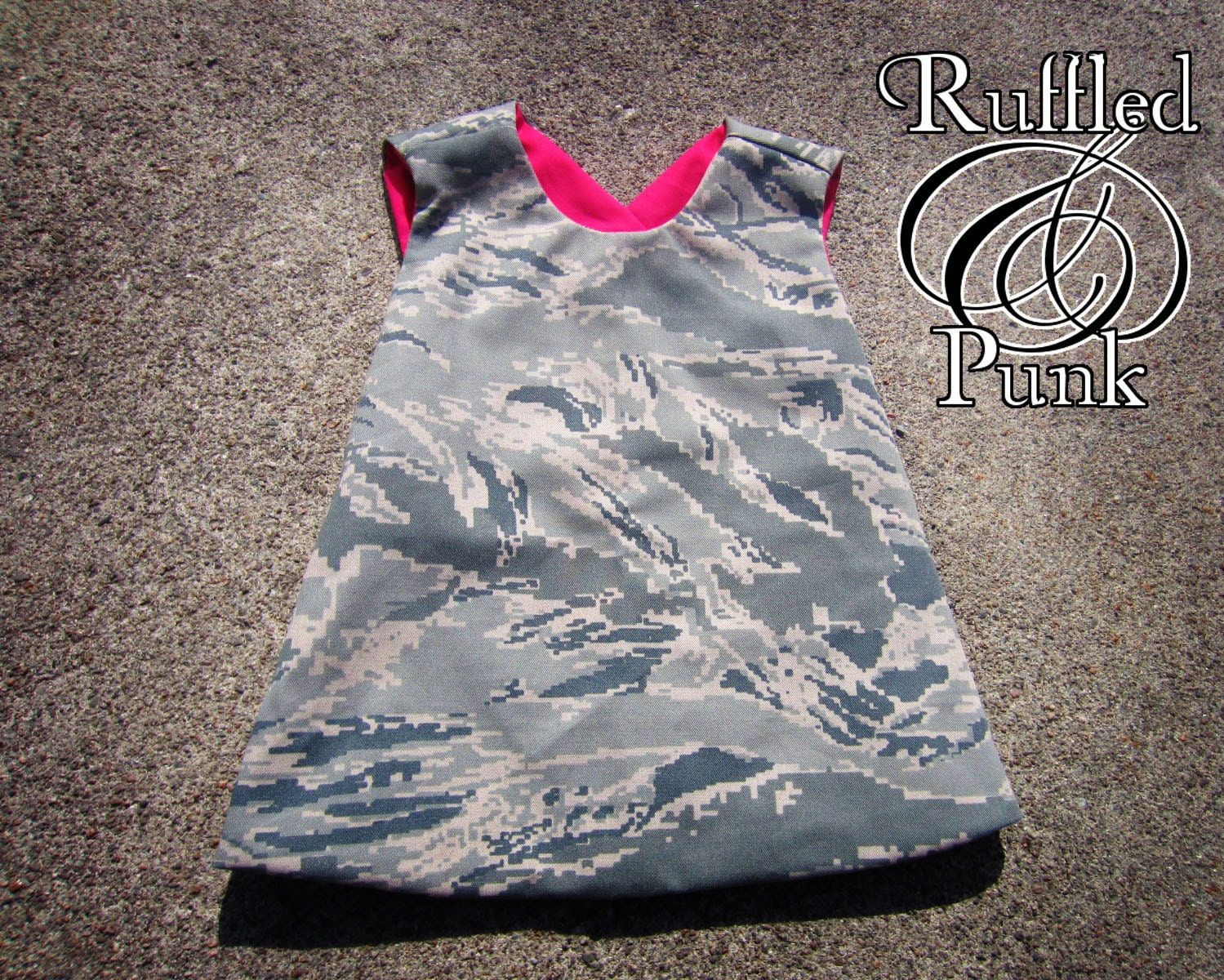 Pinafore, Pinny, Reversible Pinafore Top, Air Force, ABU, Hunter, Camo, Children's Clothing, Sizes 3T and 4T Military Girl