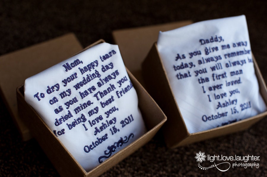 Personalized Wedding Handkerchiefs. Set of Two...