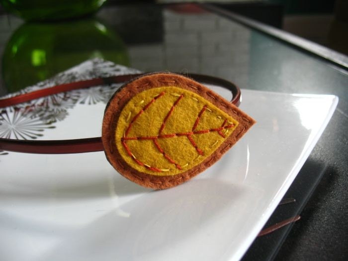 Mustard, Brown and Burnt Orange Layered Leaf Headband