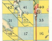 1900s French Game Print CIRCUS THEME,ANIMALS,People Ropes And Ladders Etc... Awesome early 1900s French game board print