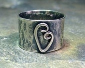 Sterling Silver wide band ring - Sweetheart