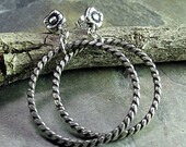 Hoop Earrings Twisted Rope Pattern Hoops Dangles Post Stud - Country Garden Hoops
