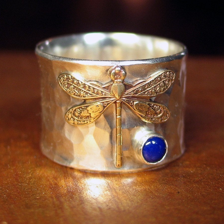 Sterling Silver Dragonfly Ring with choice of Stone - Dragonfly Treasure