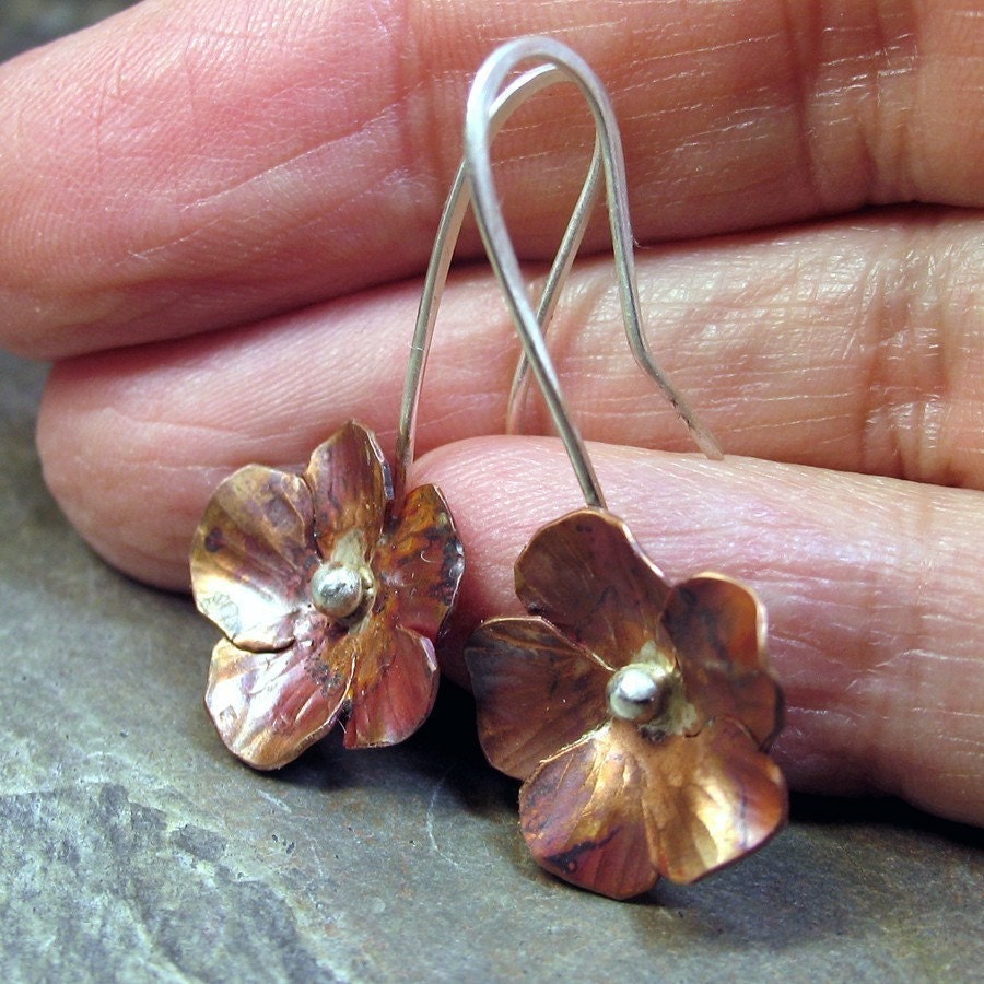 Copper flower earrings - Autumnflower