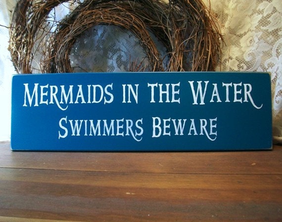Mermaids in the Water Wood  Beach Sign Summer Wall Plaque