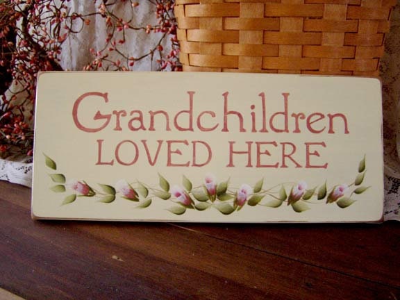 Grandchildren Loved Here Painted Wood Sign Grandparent